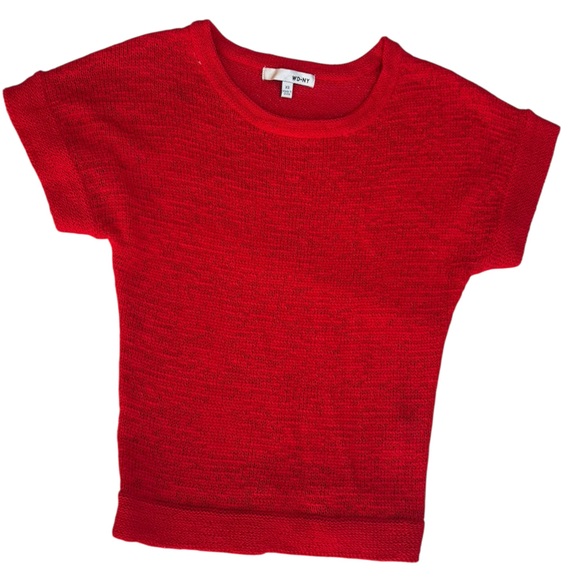 WD-NY ladies red knit pullover stretch top shirt size XS - Picture 1 of 5